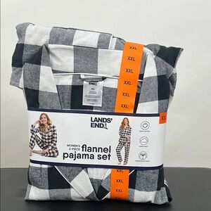 Land’s End Black Flannel Pajama Set NWT | Women’s XXL